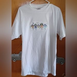 Embroidered bird houses ladies Is size large new
